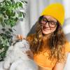 imageAmerican Trends Beanie Hat for Men Women Smile Face Beanies Knit Soft Cute Skull Beanie HatsA Yellow