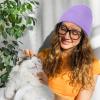 imageAmerican Trends Beanie Hat for Men Women Smile Face Beanies Knit Soft Cute Skull Beanie HatsLight Purple