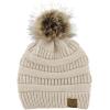 imageAmerican Trends Beanies Women Winter Hats for Women Satin Lined Slouchy Beanie with Pom Pom Warm Cable Knit Snow Ski HatA Beige