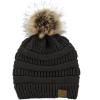 imageAmerican Trends Beanies Women Winter Hats for Women Satin Lined Slouchy Beanie with Pom Pom Warm Cable Knit Snow Ski HatA Black