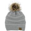 imageAmerican Trends Beanies Women Winter Hats for Women Satin Lined Slouchy Beanie with Pom Pom Warm Cable Knit Snow Ski HatA Light Grey