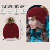 imageAmerican Trends Beanies Women Winter Hats for Women Satin Lined Slouchy Beanie with Pom Pom Warm Cable Knit Snow Ski HatA Light Grey