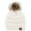 imageAmerican Trends Beanies Women Winter Hats for Women Satin Lined Slouchy Beanie with Pom Pom Warm Cable Knit Snow Ski HatA White