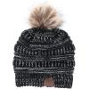 imageAmerican Trends Beanies Women Winter Hats for Women Satin Lined Slouchy Beanie with Pom Pom Warm Cable Knit Snow Ski HatBlack  Grey