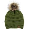imageAmerican Trends Beanies Women Winter Hats for Women Satin Lined Slouchy Beanie with Pom Pom Warm Cable Knit Snow Ski HatOlive