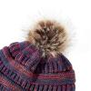 imageAmerican Trends Beanies Women Winter Hats for Women Satin Lined Slouchy Beanie with Pom Pom Warm Cable Knit Snow Ski HatPurple Mix