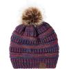 imageAmerican Trends Beanies Women Winter Hats for Women Satin Lined Slouchy Beanie with Pom Pom Warm Cable Knit Snow Ski HatPurple Mix