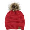 imageAmerican Trends Beanies Women Winter Hats for Women Satin Lined Slouchy Beanie with Pom Pom Warm Cable Knit Snow Ski HatRed