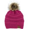 imageAmerican Trends Beanies Women Winter Hats for Women Satin Lined Slouchy Beanie with Pom Pom Warm Cable Knit Snow Ski HatRose Pink