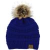 imageAmerican Trends Beanies Women Winter Hats for Women Satin Lined Slouchy Beanie with Pom Pom Warm Cable Knit Snow Ski HatRoyal Blue