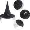 imageAmerican Trends Halloween Witch Hat for Women Steeple Lace Halloween Costume Accessory for PartyLaceblack