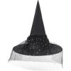 imageAmerican Trends Halloween Witch Hat for Women Steeple Lace Halloween Costume Accessory for PartyLaceblack