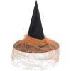 imageAmerican Trends Halloween Witch Hat for Women Steeple Lace Halloween Costume Accessory for PartyLaceorange