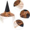 imageAmerican Trends Halloween Witch Hat for Women Steeple Lace Halloween Costume Accessory for PartyLaceorange