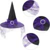 imageAmerican Trends Halloween Witch Hat for Women Steeple Lace Halloween Costume Accessory for PartyLacepurple
