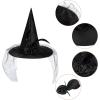 imageAmerican Trends Halloween Witch Hat for Women Steeple Lace Halloween Costume Accessory for PartyX Black