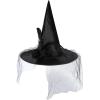imageAmerican Trends Halloween Witch Hat for Women Steeple Lace Halloween Costume Accessory for PartyX Black