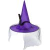 imageAmerican Trends Halloween Witch Hat for Women Steeple Lace Halloween Costume Accessory for PartyX Purple