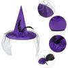 imageAmerican Trends Halloween Witch Hat for Women Steeple Lace Halloween Costume Accessory for PartyX Purple