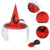 imageAmerican Trends Halloween Witch Hat for Women Steeple Lace Halloween Costume Accessory for PartyX Red