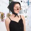 imageAmerican Trends Women Silk Feeling Scarf Satin Head Scarves Square Satin Scarf Wrap Neck Scarf Lightweight Silk Like BandanaZ 2 Pack Black