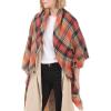 imageAmerican Trends Womens Cozy Warm Winter Fall Blanket Scarf Stylish Soft Chunky Checked Giant Scarves ShawlsBeauty Orange