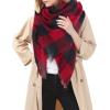 imageAmerican Trends Womens Cozy Warm Winter Fall Blanket Scarf Stylish Soft Chunky Checked Giant Scarves ShawlsBlack  Red