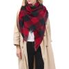 imageAmerican Trends Womens Cozy Warm Winter Fall Blanket Scarf Stylish Soft Chunky Checked Giant Scarves ShawlsBlack  Red