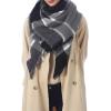 imageAmerican Trends Womens Cozy Warm Winter Fall Blanket Scarf Stylish Soft Chunky Checked Giant Scarves ShawlsGray