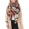 imageAmerican Trends Womens Cozy Warm Winter Fall Blanket Scarf Stylish Soft Chunky Checked Giant Scarves ShawlsPink Plaid Scarf