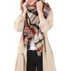 imageAmerican Trends Womens Cozy Warm Winter Fall Blanket Scarf Stylish Soft Chunky Checked Giant Scarves ShawlsPink Plaid Scarf