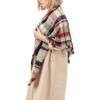 imageAmerican Trends Womens Cozy Warm Winter Fall Blanket Scarf Stylish Soft Chunky Checked Giant Scarves ShawlsPink Plaid Scarf