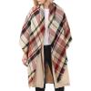imageAmerican Trends Womens Cozy Warm Winter Fall Blanket Scarf Stylish Soft Chunky Checked Giant Scarves ShawlsPink Plaid Scarf