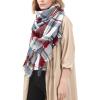 imageAmerican Trends Womens Cozy Warm Winter Fall Blanket Scarf Stylish Soft Chunky Checked Giant Scarves ShawlsPurple Blue Scarf