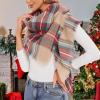 imageAmerican Trends Womens Cozy Warm Winter Fall Blanket Scarf Stylish Soft Chunky Checked Giant Scarves ShawlsRed Green Beige
