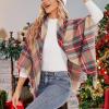 imageAmerican Trends Womens Cozy Warm Winter Fall Blanket Scarf Stylish Soft Chunky Checked Giant Scarves ShawlsRed Green Beige