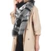 imageAmerican Trends Womens Cozy Warm Winter Fall Blanket Scarf Stylish Soft Chunky Checked Giant Scarves ShawlsWhite Black Scarf