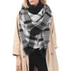 imageAmerican Trends Womens Cozy Warm Winter Fall Blanket Scarf Stylish Soft Chunky Checked Giant Scarves ShawlsWhite Black Scarf