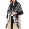 imageAmerican Trends Womens Cozy Warm Winter Fall Blanket Scarf Stylish Soft Chunky Checked Giant Scarves ShawlsWhite Black Scarf
