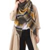imageAmerican Trends Womens Cozy Warm Winter Fall Blanket Scarf Stylish Soft Chunky Checked Giant Scarves ShawlsYellow  Green