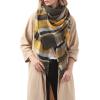 imageAmerican Trends Womens Cozy Warm Winter Fall Blanket Scarf Stylish Soft Chunky Checked Giant Scarves ShawlsYellow  Green