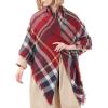 imageAmerican Trends Womens Fall Winter Scarf Plaid Tassel Soft Warm Blanket Scarves Womens Shawl WrapsDeep Red  Navy