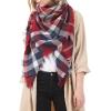 imageAmerican Trends Womens Fall Winter Scarf Plaid Tassel Soft Warm Blanket Scarves Womens Shawl WrapsDeep Red  Navy