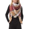 imageAmerican Trends Womens Fall Winter Scarf Plaid Tassel Soft Warm Blanket Scarves Womens Shawl WrapsRed Orange