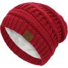 imageBeanies Women Satin Lined Beanie Winter Hats for Women Silk Lined Slouchy Beanie for Winter Warm Knit Cuffed Beanie HatRed
