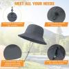 imageBucket hat for Women Men Waterproof Wide Brim Sun Hats Foldable Boonie Safari Fishing Hiking Beach HatsNavy