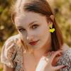 imageLove Heart Earrings for Women Girls Trendy Y2K Drop Earrings Colorful Cute Dangle Statement Earrings Fun Concert Earrings Halloween Mothers Day Birthday GiftYellow