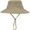 imageMens Sports Sun Hat Wide Brim Summer Hat with UV Protection for Outdoor Hunting Fishing Safari Bucket Sun HatsY Dark Khaki  Beige
