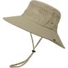 imageMens Sports Sun Hat Wide Brim Summer Hat with UV Protection for Outdoor Hunting Fishing Safari Bucket Sun HatsY Dark Khaki  Beige