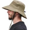 imageMens Sports Sun Hat Wide Brim Summer Hat with UV Protection for Outdoor Hunting Fishing Safari Bucket Sun HatsY Dark Khaki  Beige